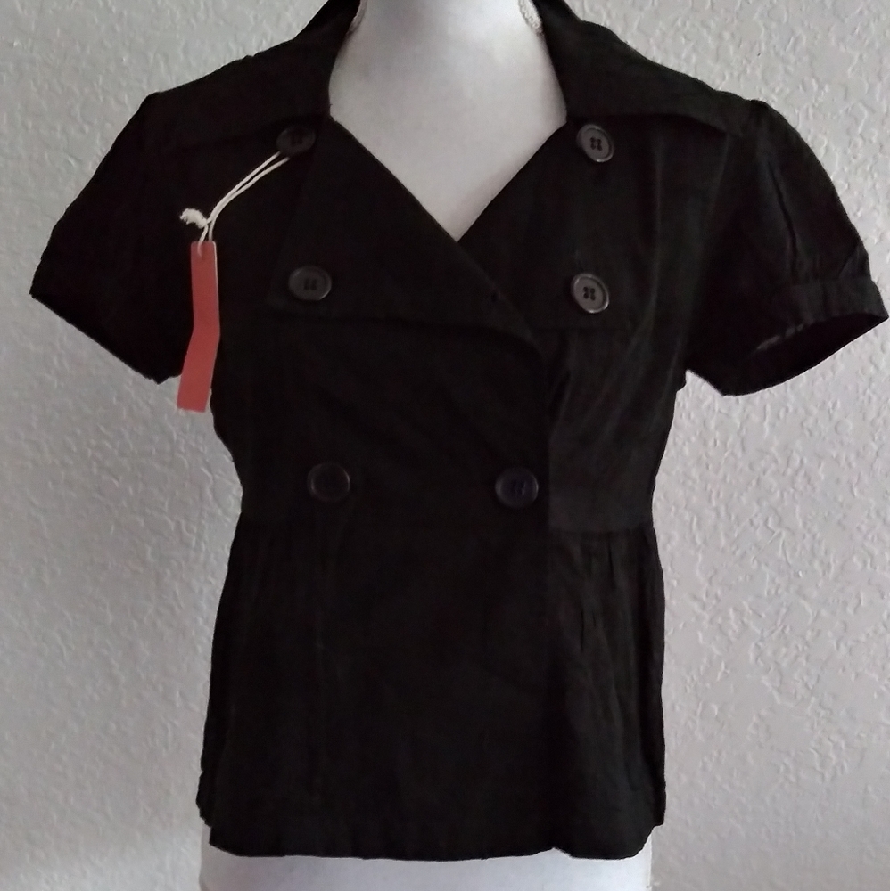 Tullette Black Button Front Jacket Women's Large
